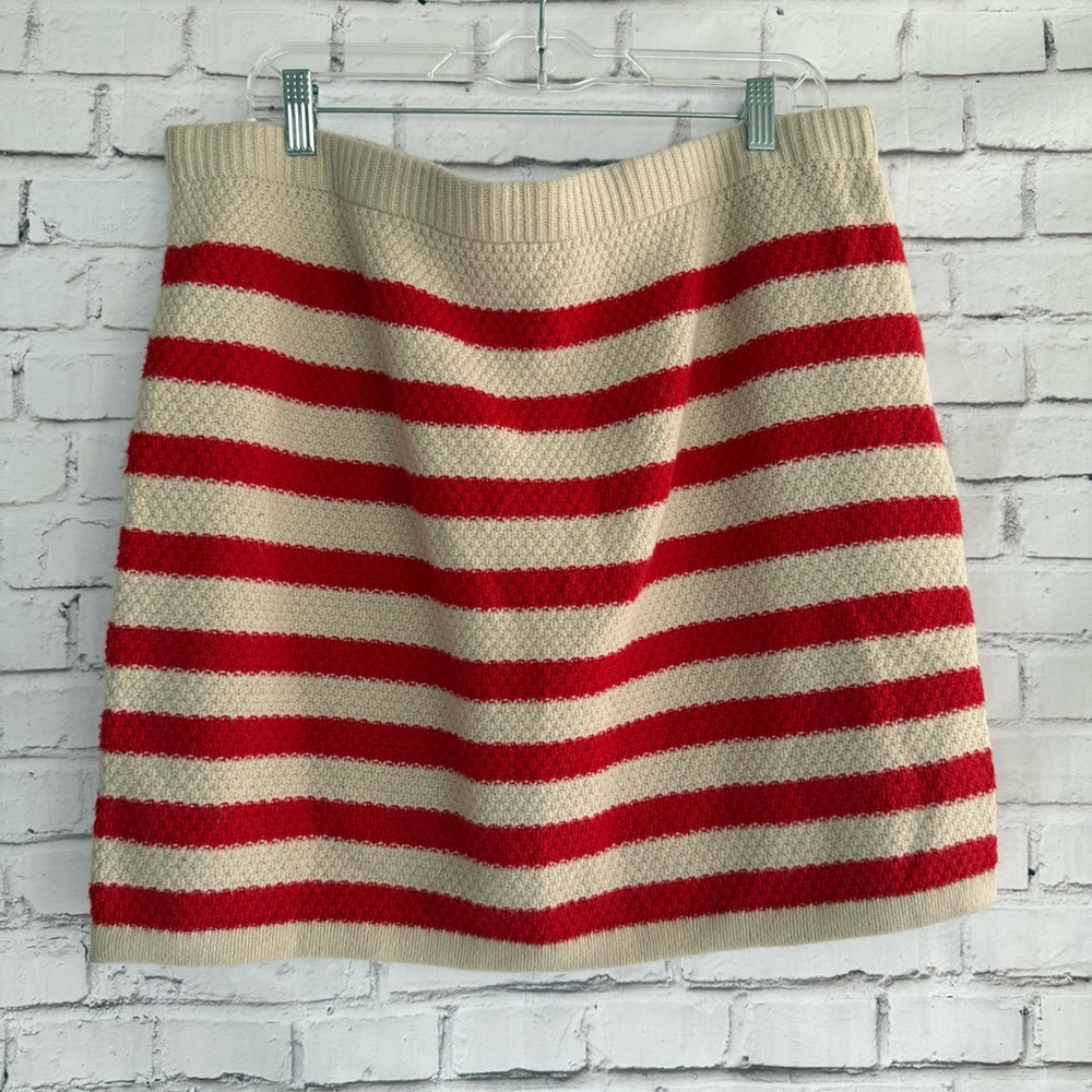 Striped Red and Cream Sweater Skirt